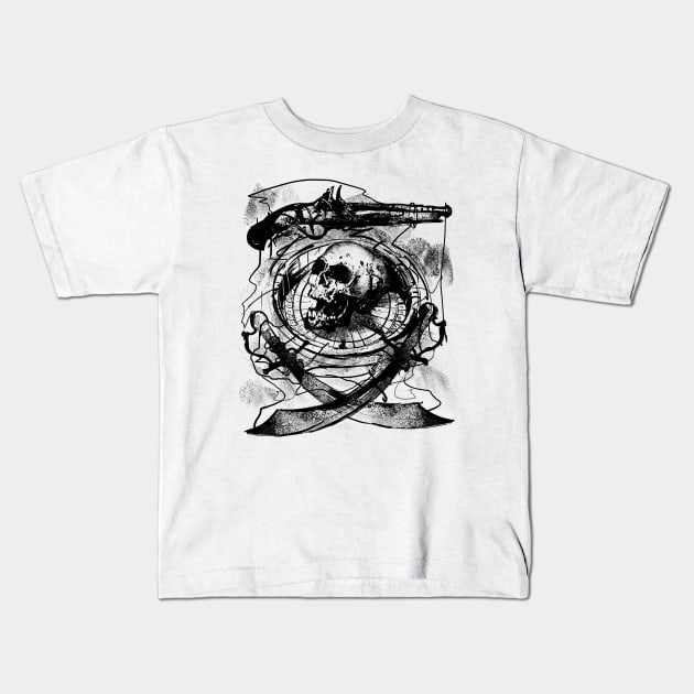 Pirate Skull and Compass Kids T-Shirt by Area31Studios